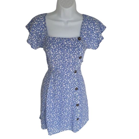 Sienna Sky Women's Floral Mini Dress Blue Ruffle Sleeve Size S - Picture 6 of 6